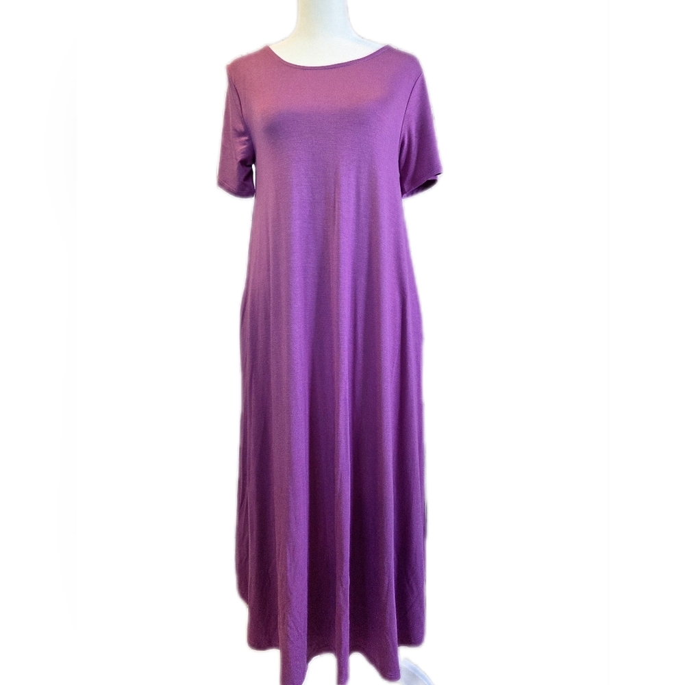 Zenana Outfitters Purple Short-Sleeve Maxi Dress